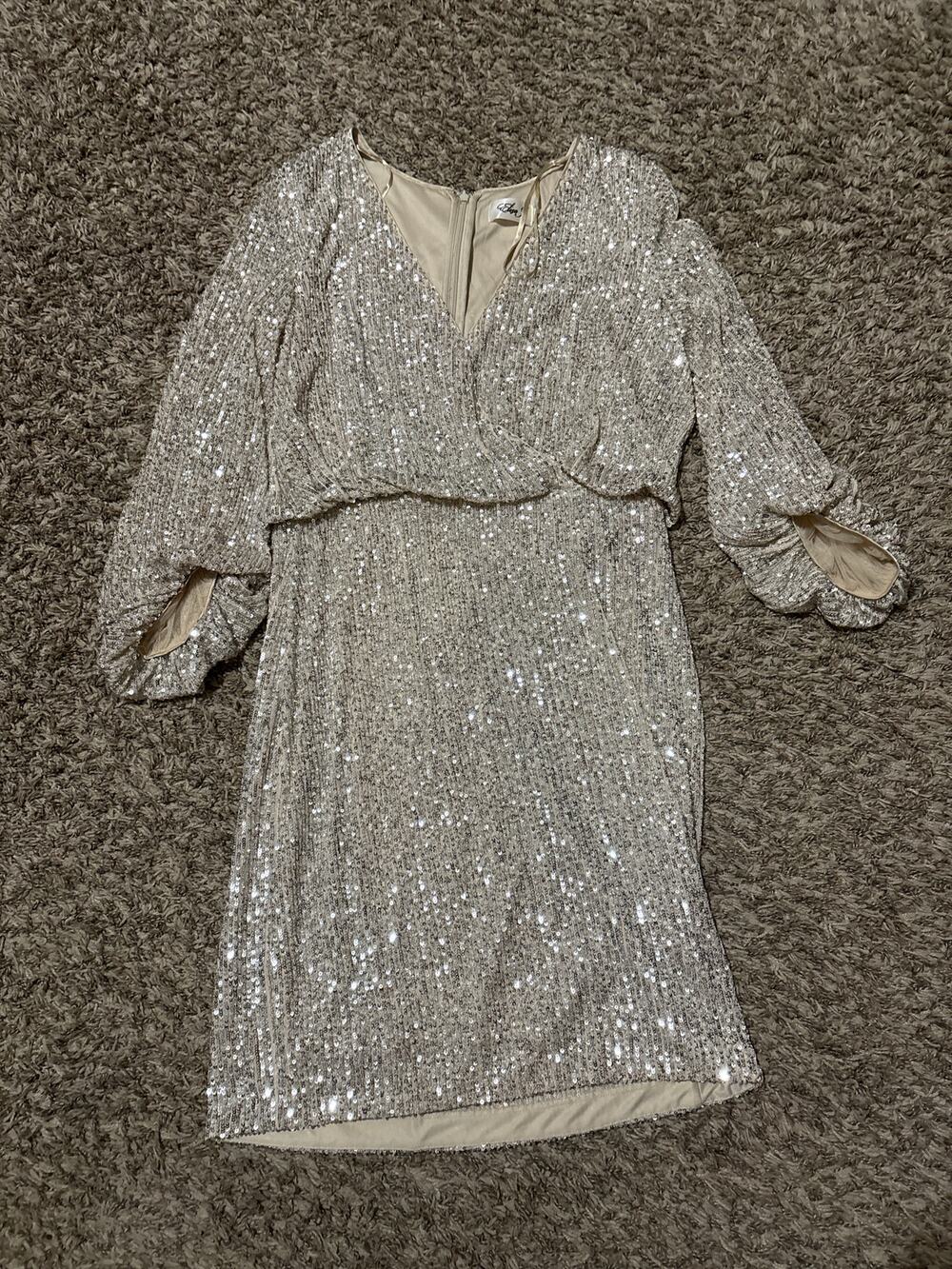 Eliza J Sequin Gold Dress 10